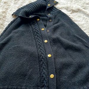 Talbots black cable knit sweater poncho